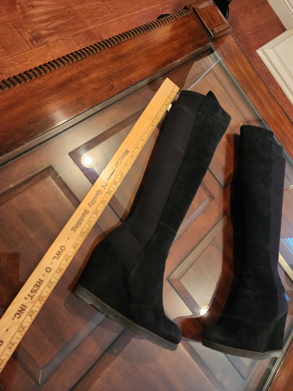 Stuart Weitzman Black Over-the-Knee Wedge Boots